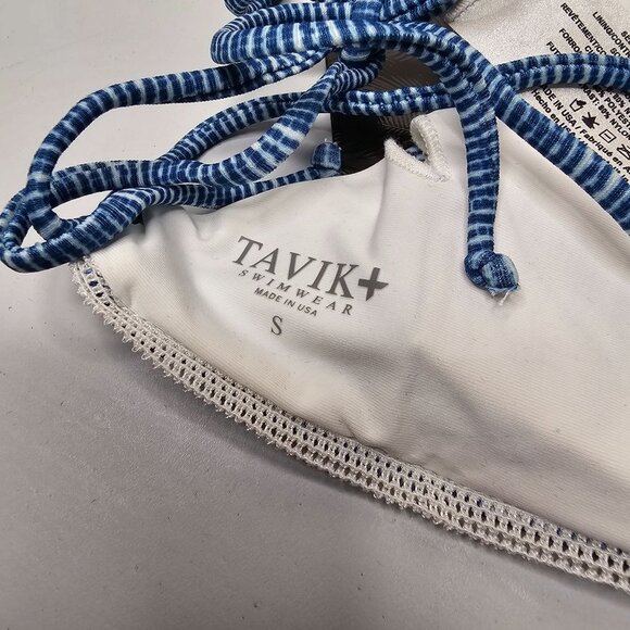 Tavik Size Small Blue And White Cassis Halter Bikini Top Swim Removable Cups - Picture 5 of 5